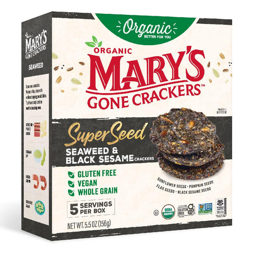 Mary's Gone Crackers Super Seed Black Sesame Seaweed Crackers, Organic, 5.5 oz