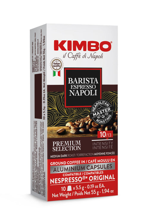 Kimbo Napoli Espresso Capsules, Medium-Dark Roast, Nespresso Compatible, 10 Count