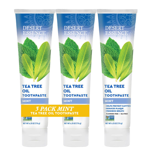 Desert Essence Tea Tree Oil Toothpaste, Mint, 6.25 oz (Pack of 3)