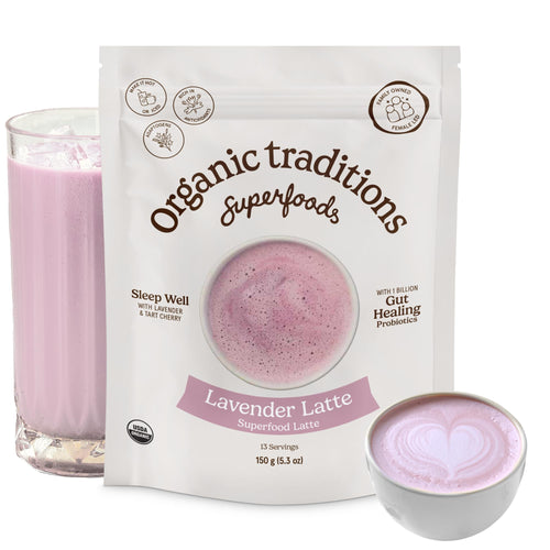 Organic Traditions Lavender Latte Wind Down Drink Mix, Caffeine Free, 5.3 oz