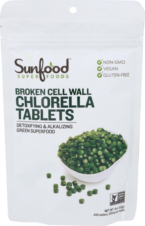 Sunfood Superfoods Broken Cell Wall Chlorella Tablets, 4 oz Bag