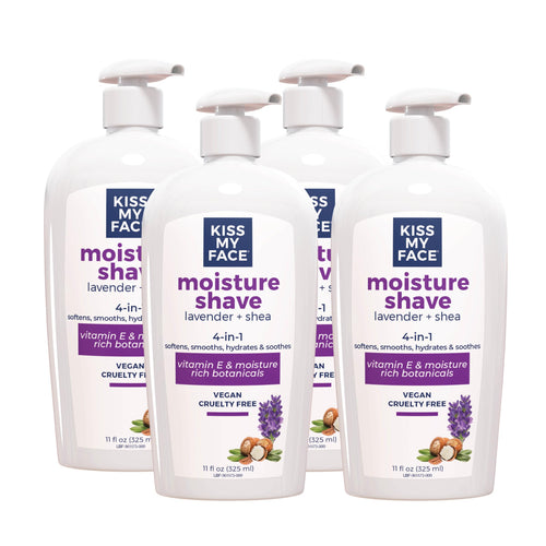 Kiss My Face Moisture Shave Cream, Lavender and Shea, 11 oz (Pack of 4)
