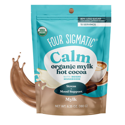 Four Sigmatic Calm Mushroom Cocoa Mix, Organic Mylk Hot Cocoa, 15 Servings