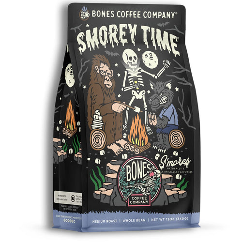 Bones Coffee Company S'morey Time Flavored Coffee, Whole Bean, 12 oz