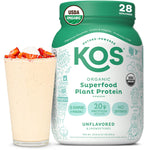 KOS Vegan Protein Powder, Unflavored & Unsweetened, 28 Servings