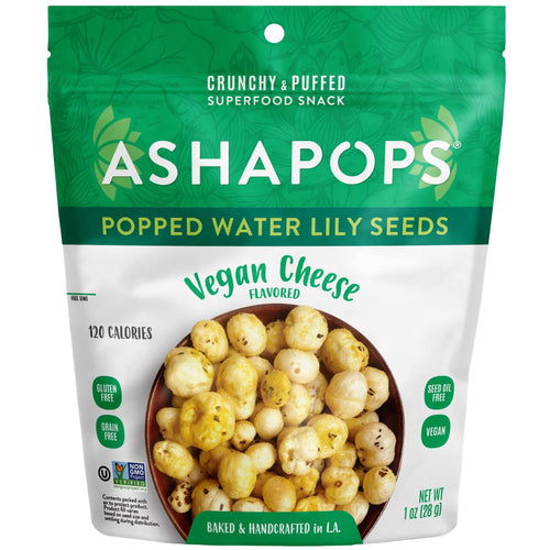AshaPops Popped Water Lily Seeds, Vegan Cheese, 1 oz
