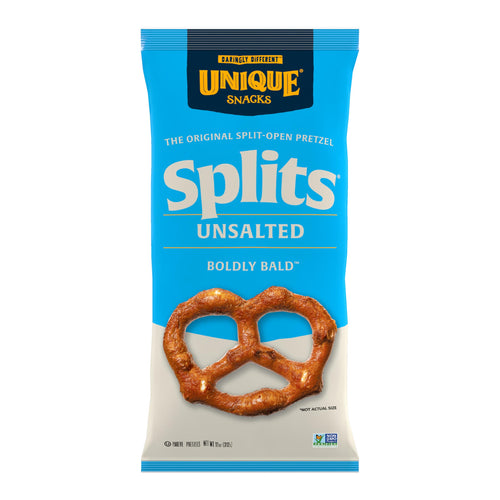 Unique Snacks Unsalted Splits Pretzel Snacks, 11 oz (Pack of 6)