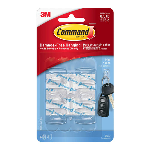 Command Mini Light Clips, Clear (6 Clips, 8 Strips)