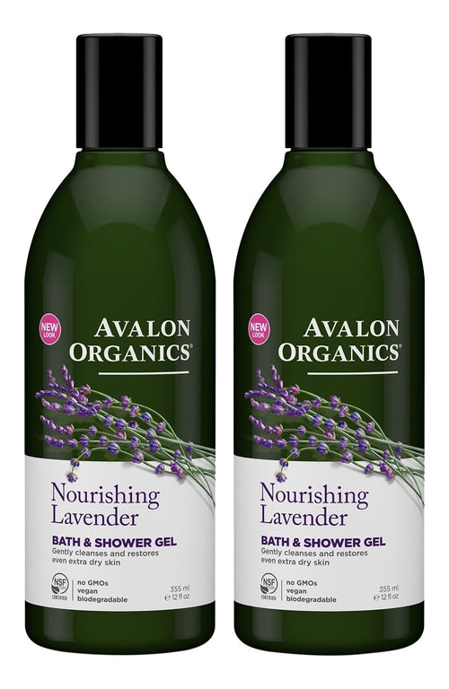 Avalon Organics Lavender Bath and Shower Gel, 12 oz (Pack of 2)