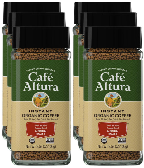 Cafe Altura Instant Organic Coffee, Medium Roast, 3.53 oz (Pack of 6)