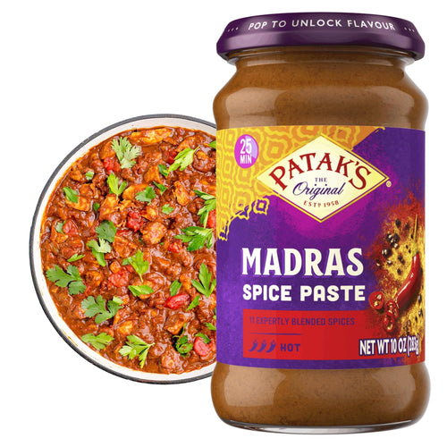 Patak's Madras Spice Paste, Hot Indian Curry, 10 oz