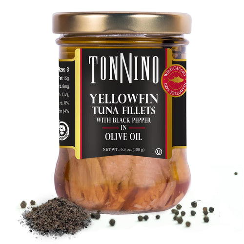 Tonnino Yellowfin Tuna Fillets in Olive Oil with Black Pepper, 6.7 oz (Pack of 6)