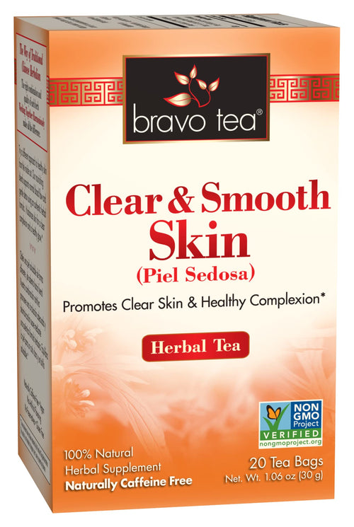 Bravo Tea Clear and Smooth Skin Herbal Tea, Caffeine Free, 20 Tea Bags