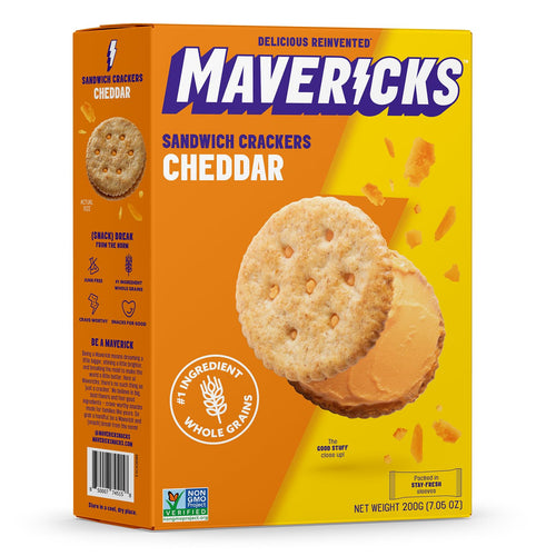 Mavericks Cheddar Sandwich Crackers, 7 oz