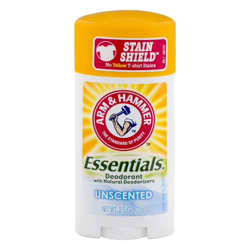 Arm & Hammer Essentials Natural Solid Deodorant, Unscented, 2.5 oz (Pack of 5)