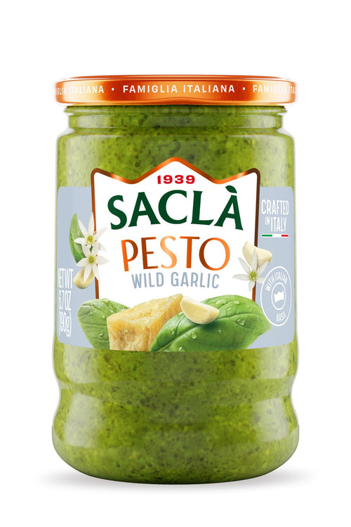 Sacla Wild Garlic & Basil Pesto Sauce, 6.7 oz Glass Jar