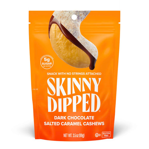 SkinnyDipped Dark Chocolate Salted Caramel Cashews, 3.5 oz