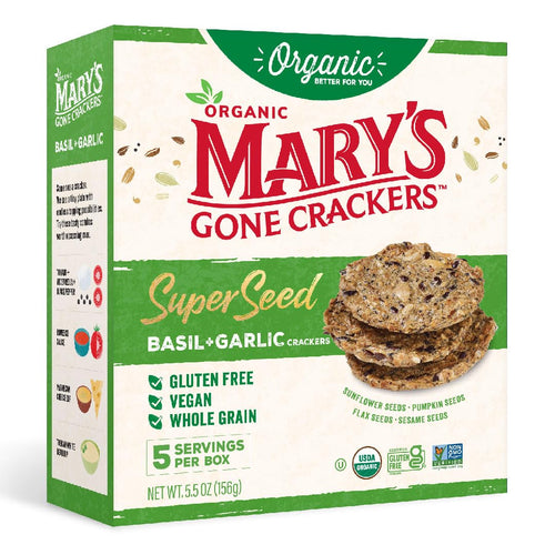 Mary's Gone Crackers Organic Super Seed Crackers, Basil and Garlic, 5.5 oz