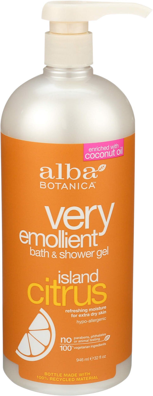 Alba Botanica Very Emollient Bath & Shower Gel, Island Citrus, 32 fl oz