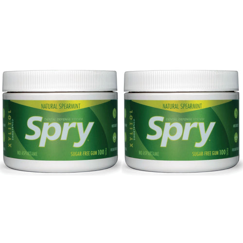 Spry Fresh Natural Xylitol Chewing Gum, Spearmint, 100 Count (Pack of 2)