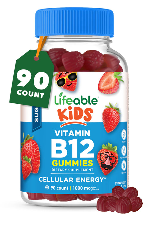 Lifeable Sugar Free Kids Vitamin B12 Gummies, 1000 mcg, 90 Gummies