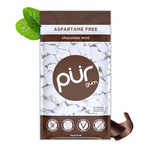 PUR Xylitol Gum, Chocolate Mint, 55 Count
