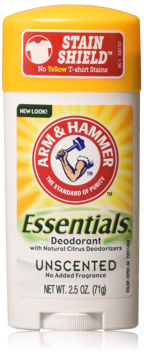 Arm & Hammer Essentials Natural Deodorant, Unscented, 2.5 oz (Pack of 10)