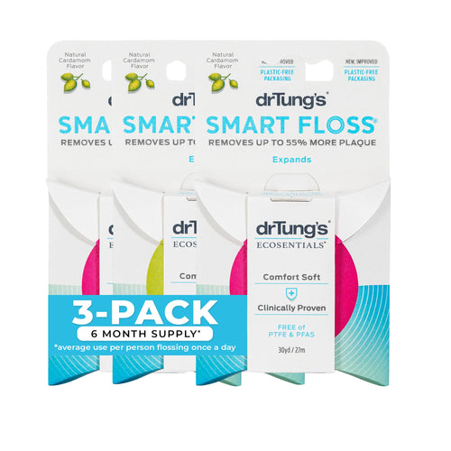 DrTung's Smart Floss Expanding Natural Waxed Dental Floss (Pack of 3)