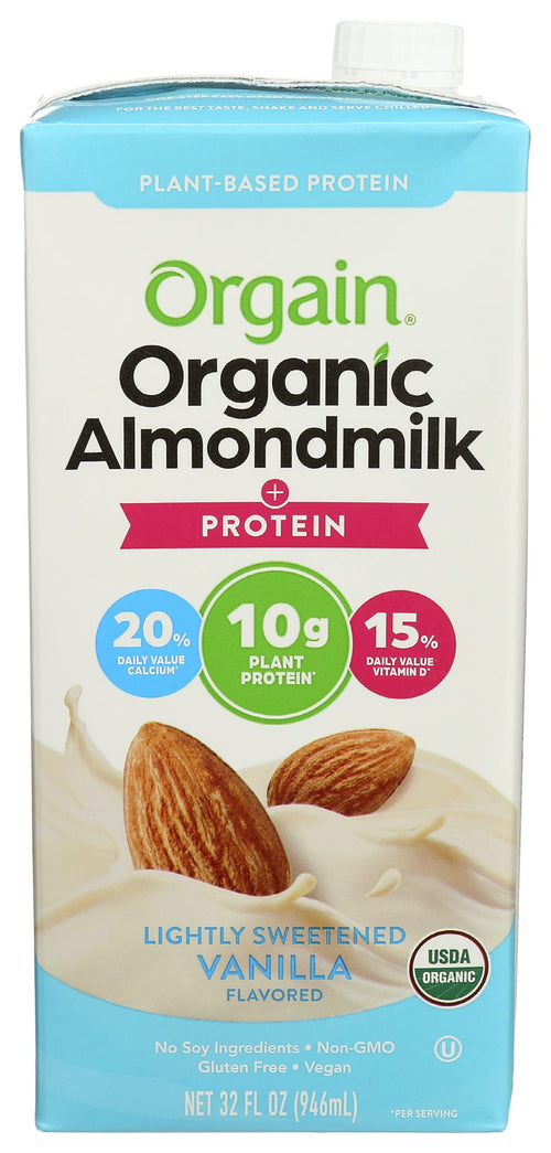 Orgain Organic Lightly Sweetened Vanilla Almond Milk, 32 fl oz