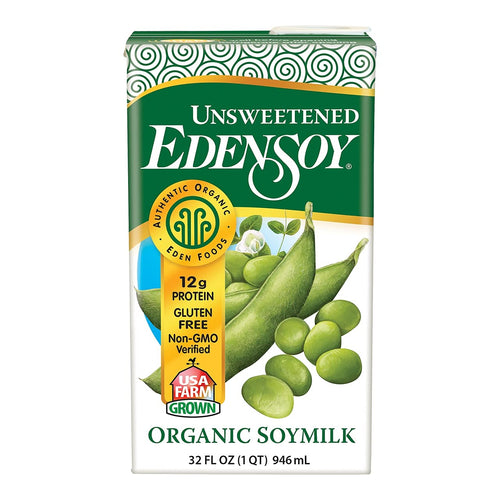 Edensoy Unsweetened Organic Soymilk, Plain, 32 oz