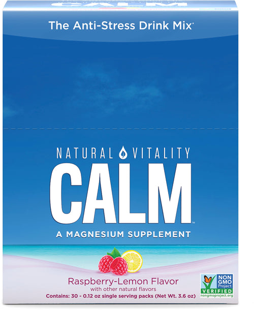 Natural Vitality Natural Calm Plus Calcium Anti-Stress Drink, Raspberry Lemon, 30 Count