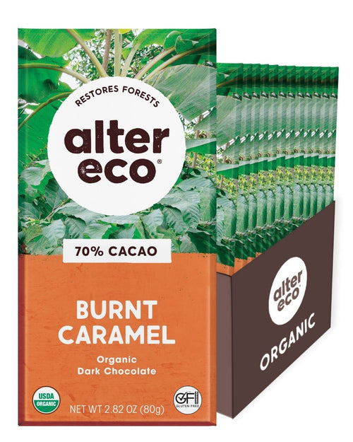 Alter Eco Dark Salted Burnt Caramel Chocolate Bars (Pack of 12)
