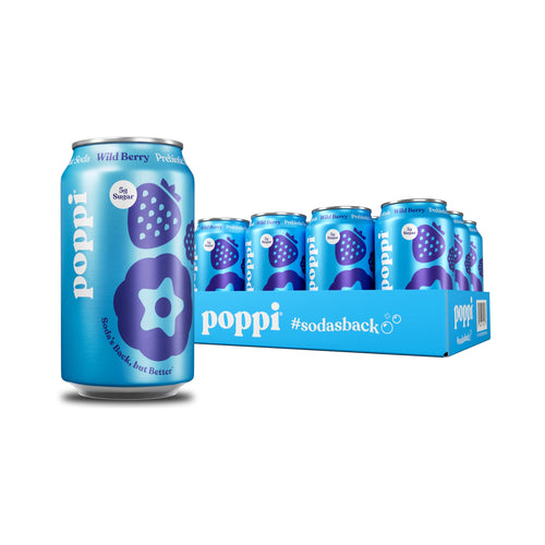 Poppi Prebiotic Soda, Wild Berry, 12 oz (Pack of 12)
