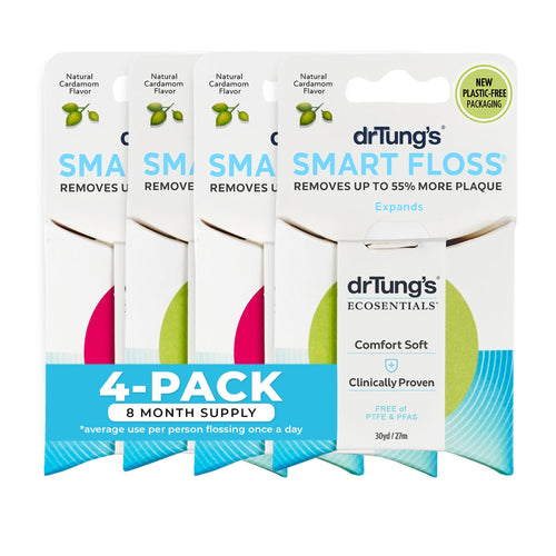 DrTung's Smart Floss Expanding Natural Waxed Dental Floss (Pack of 4)