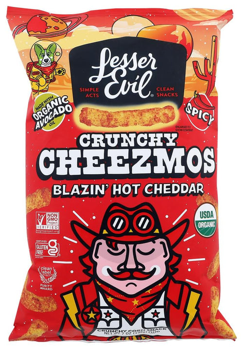 LesserEvil Organic Blazin' Hot Cheddar Cheezmos, 7 oz