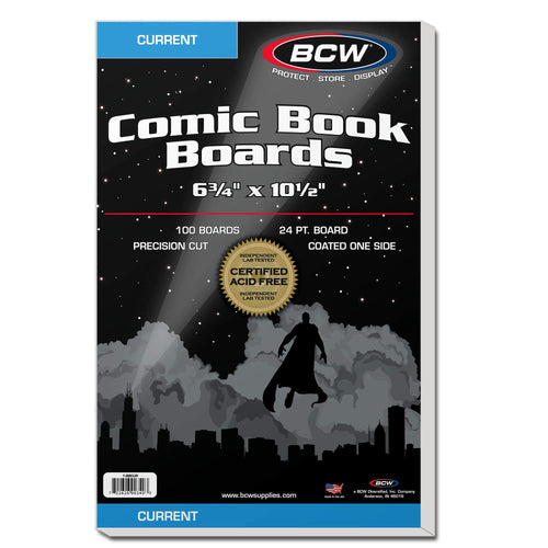BCW Current Comic Backing Boards, 6.75 x 10.5 in, 100 Count