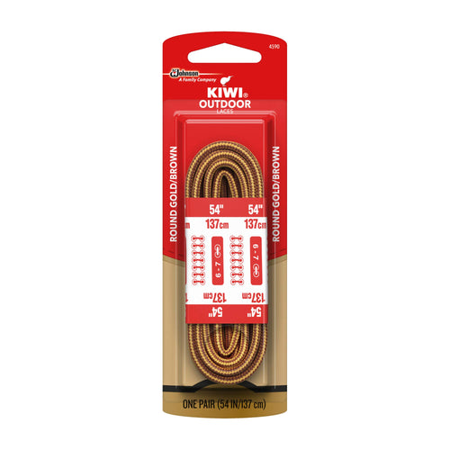 Kiwi Outdoor Round Laces, Gold/Brown, 54 Inch (1 Pair)