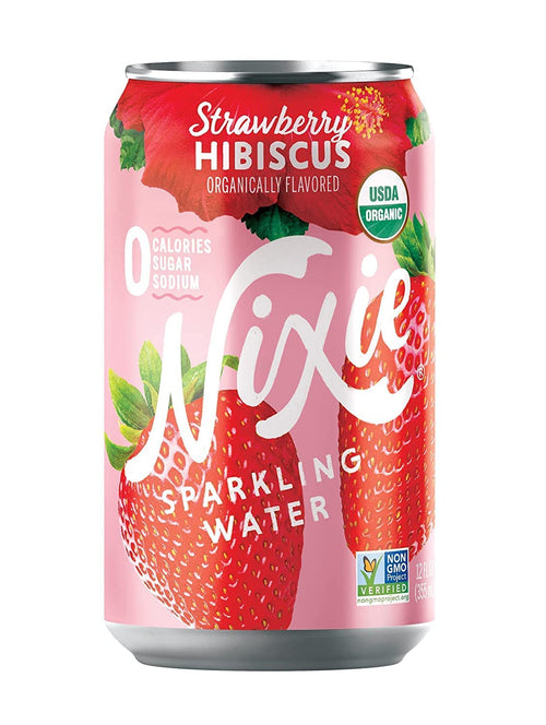 Nixie Organic Strawberry Hibiscus Sparkling Water, 12 fl oz (Pack of 8)