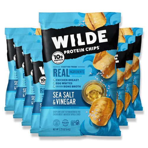 Wilde Sea Salt and Vinegar Protein Chips, 2.25 oz (Pack of 8)