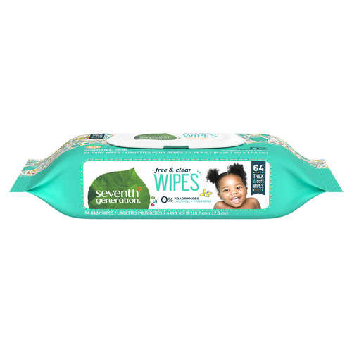 Seventh Generation Sensitive Protection Unscented Baby Wipes, 64 Count