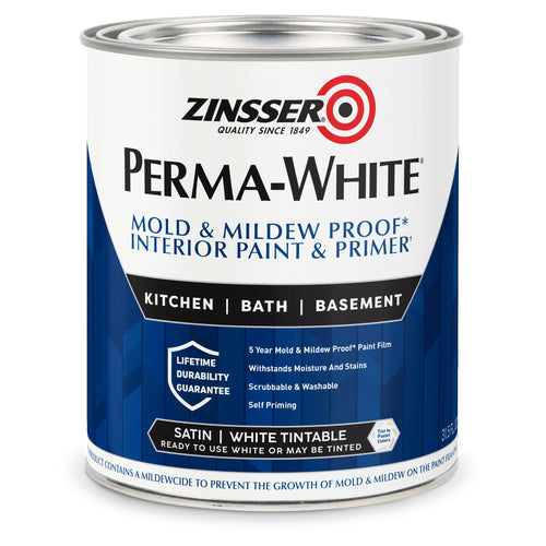 Interior Satin Water-Based Paint, White, 1 qt