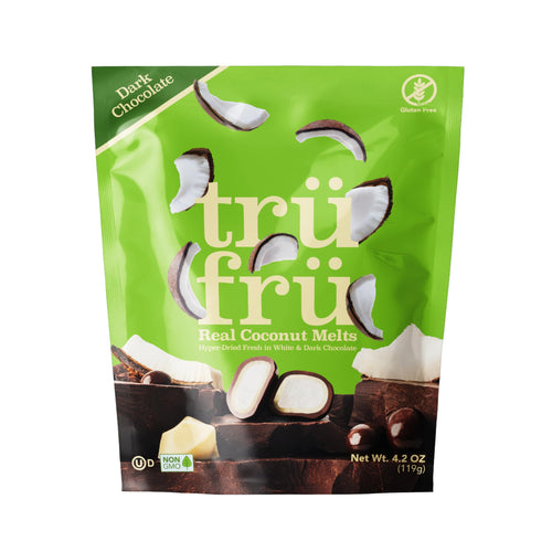 Tru Fru Real Coconut Melts in White and Dark Chocolate, 4.2 oz