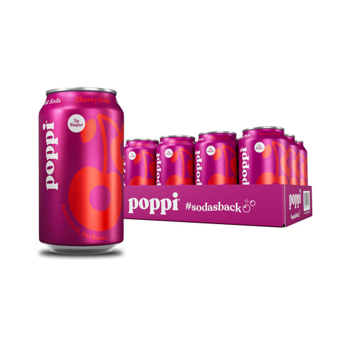 Poppi Prebiotic Soda, Cherry Cola, 12 oz (Pack of 12)