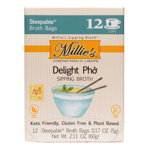 Millie's Delight Pho Sipping Broth, Vegetable Broth, 12 Count