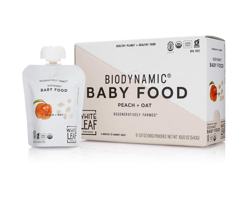 White Leaf Provisions Organic Peach + Oat Baby Food Pouches, 90 g (Pack of 6)