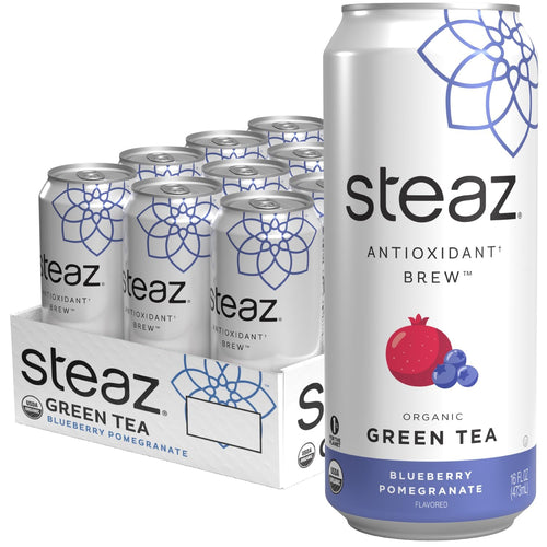 Steaz Organic Green Tea, Blueberry Pomegranate, 16 fl oz (Pack of 12)