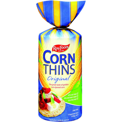 Real Foods Original Organic Corn Thins, 5.3 oz (Pack of 6)