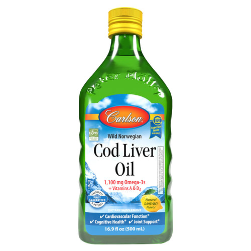Carlson Cod Liver Oil, Lemon, 1100 mg, 16.9 fl oz