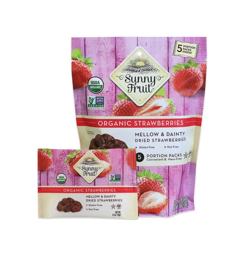 Sunny Fruit Organic Soft-Dried Whole Strawberries, 5 Portion Packs