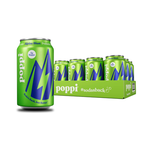 Poppi Alpine Blast Prebiotic Soda, 12 oz (Pack of 12)